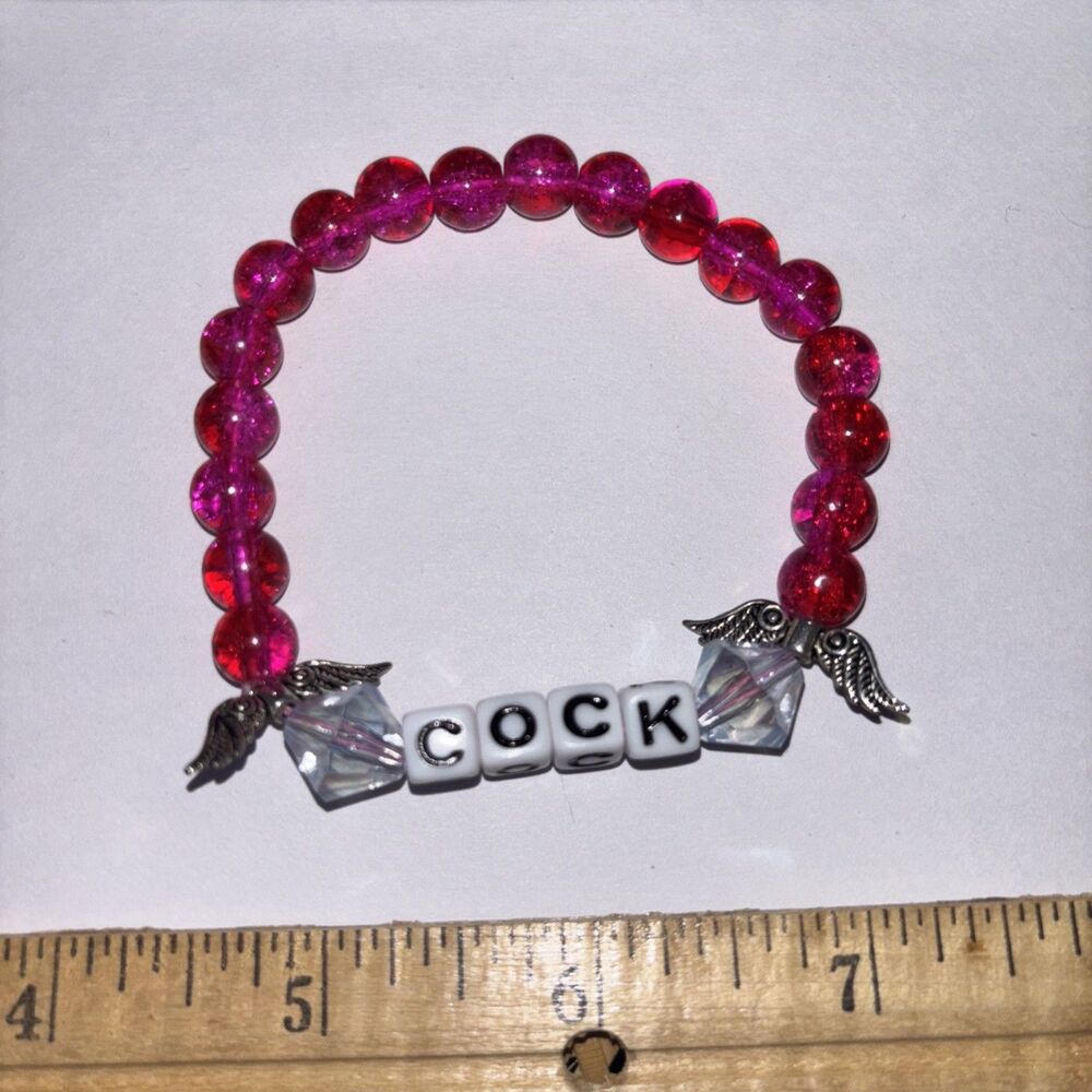 Multicolor “C*ck” Bracelet Adult Humor Beaded Handmade Naughty Accessories